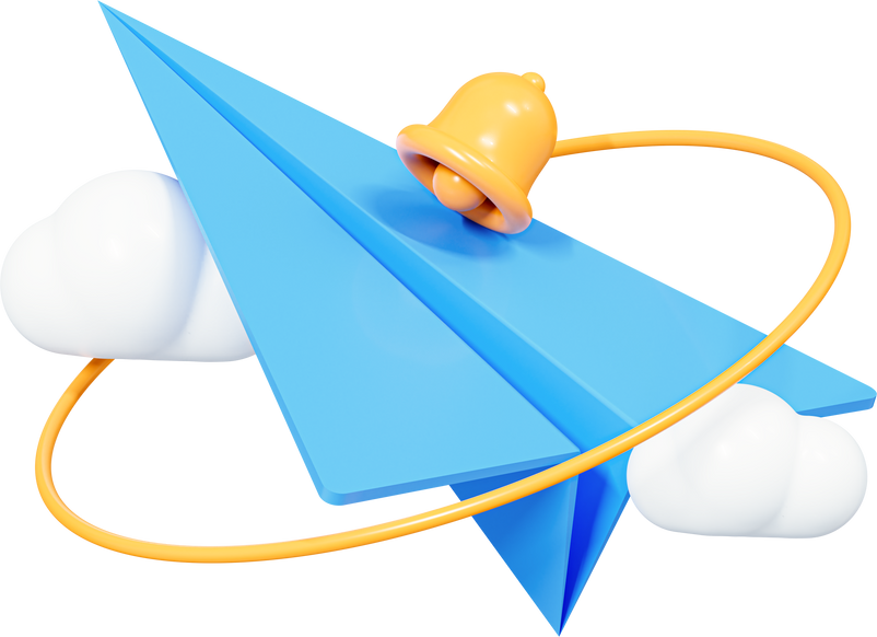 3D Paper Airplane with bell notification